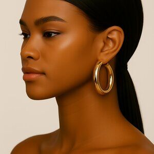 Women's Gold 2-Inch Hook Earrings – Sleek & Stylish Fashion Jewelry